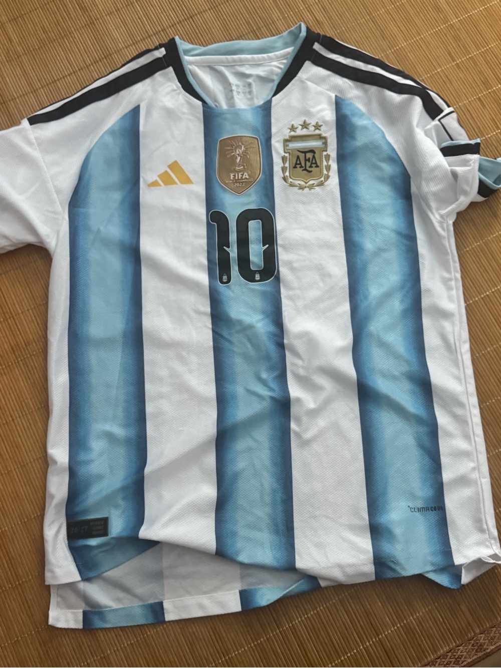 Adidas Argentina Kids' Soccer Jersey - Sky Blue & White, Number 10